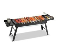 Renchey Barbecue Charbon Portable Pliable - Barbecue d'Extérieur avec Table Latérale - Équipement Portable de pour Pique-nique, Randonnée, Fêtes en Plein Air, Plage, Camping, Randonnée avec