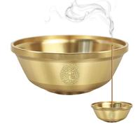 Renchey Bol à Offrandes, Bol Pentagramme En Laiton, Petit de Stockage en Métal pour Cristaux 10 cm, Pour Méditation Yoga Cérémonie Pleine Conscience Encens