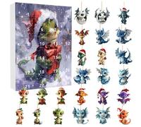 Renchey Calendrier De L Avent Dinosaure,Décorations De Noël Animaux 2D - Pendentif En Acrylique Mignon Pour Compte À Rebours,Poignée de Porte Camion Patio