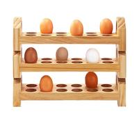 Renchey Organisateur d'Œufs - Porte-Œufs Frais à 3 Niveaux pour Comptoir - Organisateur de Stockage Empilable en Bois Décor Rustique pour Cuisine Maison de Campagne Appartement Restaurant Boutique