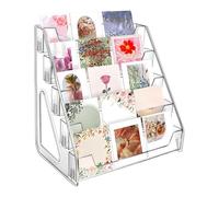 Renchey Presentoir pour Cartes À Collectionner | Support en Acrylique À 5 Niveaux | Presentoir Transparent pour Cartes Postales,pour Affichage sur Bureau, Stand, Maison Et Table