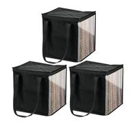 Renchey Record Box Black 110 - Mallette de Rangement en Vinyle Aspect, Station Vinyle avancée avec Une Mise en Page en Deux Parties, empilable avec d'autres Record Boxes, Noir