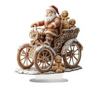 Renchey Sculpture du Père Noël,Statue du Père Noël | Tableau Acrylique 2D Ornement de équitation Quadricycle avec Bonhomme en Pain d'épice - Sculpture de avec Support pour Salon