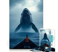 Rencontre avec Une Baleine en mer Puzzle de 1000 pièces Développe la mémoire et Amuse Qualité Professionnelle pour stimuler l'esprit (38x26cm)
