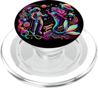 Rencontre Cosmique - Astronaute Rencontre l'espace sirène psychédélique PopSockets PopGrip pour MagSafe