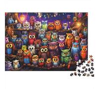 Rencontre de hibouille colorée 1000 Pièces Art Collage de Hibou Puzzle pour Adultes Qualité Premium Anti-Stress pour Passionnés pour Collectionner Édition Limitée 70x50cm/1000pcs