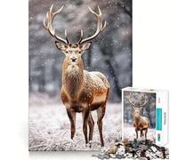 Rencontre en forêt enneigée Puzzle de 1000 pièces pour Adolescents Stimule la mémoire Détente en Douceur Coupe Premium Surprise d'anniversaire (38x52cm)