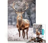 Rencontre en forêt enneigée Puzzle de 1000 pièces pour Adultes Jeu de réflexion Passe-Temps la Maison Bords Nets Joli Cadeau (50x75cm)