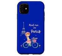 Rencontrez-Moi à Paris Jolie Fille à vélo Tour Eiffel Design Coque pour iPhone 11