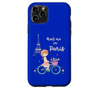 Rencontrez-Moi à Paris Jolie Fille à vélo Tour Eiffel Design Coque pour iPhone 11 Pro