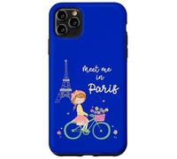 Rencontrez-Moi à Paris Jolie Fille à vélo Tour Eiffel Design Coque pour iPhone 11 Pro Max