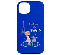 Rencontrez-Moi à Paris Jolie Fille à vélo Tour Eiffel Design Coque pour iPhone 13