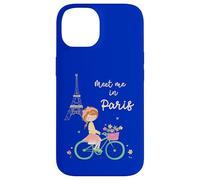 Rencontrez-Moi à Paris Jolie Fille à vélo Tour Eiffel Design Coque pour iPhone 14