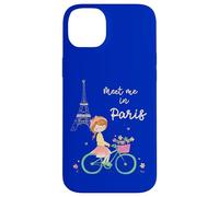 Rencontrez-Moi à Paris Jolie Fille à vélo Tour Eiffel Design Coque pour iPhone 14 Plus