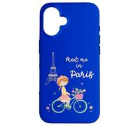 Rencontrez-Moi à Paris Jolie Fille à vélo Tour Eiffel Design Coque pour iPhone 16