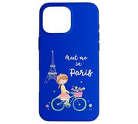 Rencontrez-Moi à Paris Jolie Fille à vélo Tour Eiffel Design Coque pour iPhone 16 Pro Max