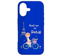 Rencontrez-Moi à Paris Jolie Fille à vélo Tour Eiffel Design Coque pour iPhone 17