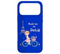 Rencontrez-Moi à Paris Jolie Fille à vélo Tour Eiffel Design Coque pour iPhone 17 Pro Max