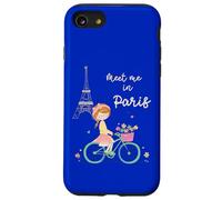 Rencontrez-Moi à Paris Jolie Fille à vélo Tour Eiffel Design Coque pour iPhone SE (2020) / 7/8
