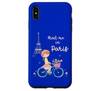 Rencontrez-Moi à Paris Jolie Fille à vélo Tour Eiffel Design Coque pour iPhone XS Max