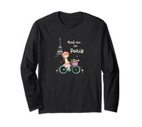 Rencontrez-Moi à Paris Jolie Fille à vélo Tour Eiffel Design Manche Longue