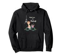 Rencontrez-Moi à Paris Jolie Fille à vélo Tour Eiffel Design Sweat à Capuche