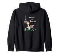 Rencontrez-Moi à Paris Jolie Fille à vélo Tour Eiffel Design Sweat à Capuche