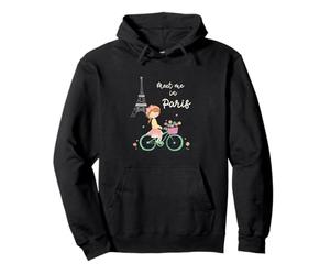Rencontrez-Moi à Paris Jolie Fille à vélo Tour Eiffel Design Sweat à Capuche
