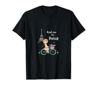 Rencontrez-Moi à Paris Jolie Fille à vélo Tour Eiffel Design T-Shirt