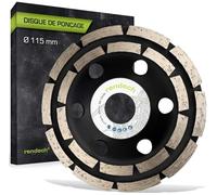rendech® Meule Diamantée 115 mm pour colle à carrelage, béton, Maçonnerie, pierre, granit etc - Meule boisseau diamantée compatible avec Meuleuses d'angle