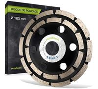 rendech® Meule Diamantée 125 mm pour colle à carrelage, béton, Maçonnerie, pierre, granit etc - Meule boisseau diamantée compatible avec Meuleuses d'angle