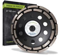 rendech® Meule Diamantée 180 mm pour colle à carrelage, béton, Maçonnerie, pierre, granit etc - Meule boisseau diamantée compatible avec Meuleuses d'angle