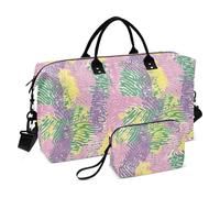 Rendered in Green Peach and Purple Large Bag Carry On Personal Item Bag Gym Carry on Duffel Bags with Toiletry Bag for Travel Pliable