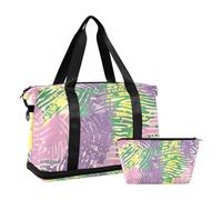Rendered in Green Pink and Purple Large Travel Duffel Bagages Sport Training Bag with Toiletry Bag for Workout Multifonctionnel, Rendu en vert, rose et violet, 1 size