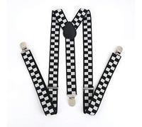 Rendeyuan Unisexe Femmes Hommes Y Forme Élastique Clip-on Bretelles Sangle Pantalon Bretelles Bretelles Réglables Adulte 3 Clip Porte-Jarretelles Sangle - Noir & Blanc