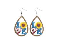 Rendez le jour de l'indépendance encore plus ! Petites boucles d'oreilles exquises à ne pas manquer ! Jhu415, 8x3cm, Bois