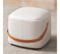 Rendez-vous Carré, Ottoman, Tabouret De Pouffe En Cuir, Repos Du Pied Pour Canapé, Petits Tabourets De Pied Avec Poignées, Tabourets De Chaussures Modernes Pour Le Salon(Color:blanc)