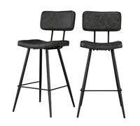 Rendez vous déco Lot de 2 chaises de Bar mi-Hauteur 66 cm Cuir synthétique Gris/Noir
