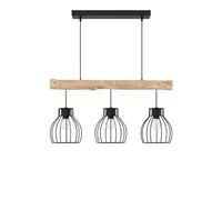 Rendez vous déco Suspension 3 lampes en bois d'eucalyptus et métal noir