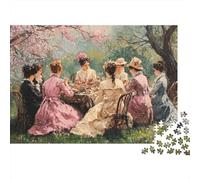 Rendez Vous Jardin Après midi Puzzle 1000 Pièces Papier Puzzle pour Adultes Dames Rétro Détente Décoration Famille Cadeau 38x26cm/1000pcs