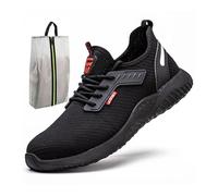 RenDiuJups Chaussures imperméables à Bout en Acier for Hommes, Chaussures de Travail, Baskets de sécurité légères, Confortables, Anti-Perforation, Baskets de sécurité(A,11=EU M(45))