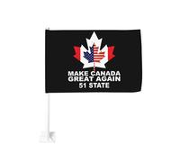 Rendons le Canada grand à nouveau ! Drapeau de la 51e province canadienne à accrocher à la vitre de votre voiture ou camion. Décoration de protection solaire, bannière double face de 30 x 45 cm (12 x