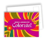 Rendre le monde plus coloré ! - Carte postale solaire joyeuse avec message de gentillesse | Lot de 10 cartes postales plates (A6) - Rétro inscriptible
