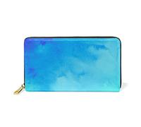 Rendu Bleu Couleur De La Lumière Ocea Portefeuille Zipper Long Bourse en Cuir Véritable avec Titulaire de la Carte de Crédit pour Téléphone Femmes Fille Hommes
