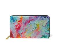 Rendu Coloré Dessiner Art Portefeuille Zipper Long Bourse en Cuir Véritable avec Titulaire de la Carte de Crédit pour Téléphone Femmes Fille Hommes