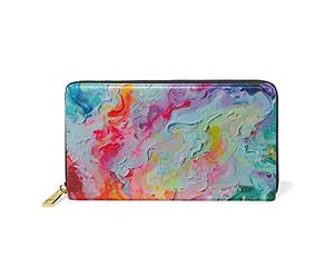 Rendu Coloré Dessiner Art Portefeuille Zipper Long Bourse en Cuir Véritable avec Titulaire de la Carte de Crédit pour Téléphone Femmes Fille Hommes