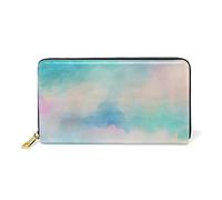 Rendu Nuage Coloré Dessiner Portefeuille Zipper Long Bourse en Cuir Véritable avec Titulaire de la Carte de Crédit pour Téléphone Femmes Fille Hommes