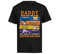 RENDYTE Dragon Ball Papa Toi sont Mon Préféré Super Saiyan T-Shirt Noir À Manches Courtes pour Homme, Vêtement Régulier