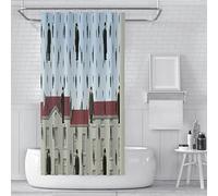 René Magritte Artwork Prints Rideau de Douche Golconda Motif Campagne Art Salle de Bain Rideau de Douche Accueil Hôtel Qualité Rapide Bleu 153x183cm