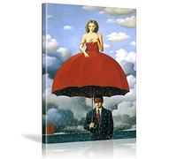 Rene Magritte Peinture sur Toile Surréalisme Reproduction d'Œuvres d'Art Classiques Affiches et Impressions d'Art Mural Photo Femme sur Parapluie 82x110cm(33x43in) Intérieur Encadré Décoration Murale